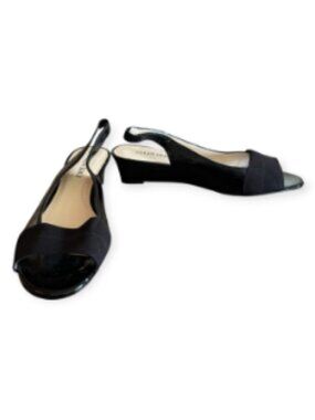 Ellen Tracy ETJACK1 Black Slingback Peep Toe Block Heel Shoes Size 8